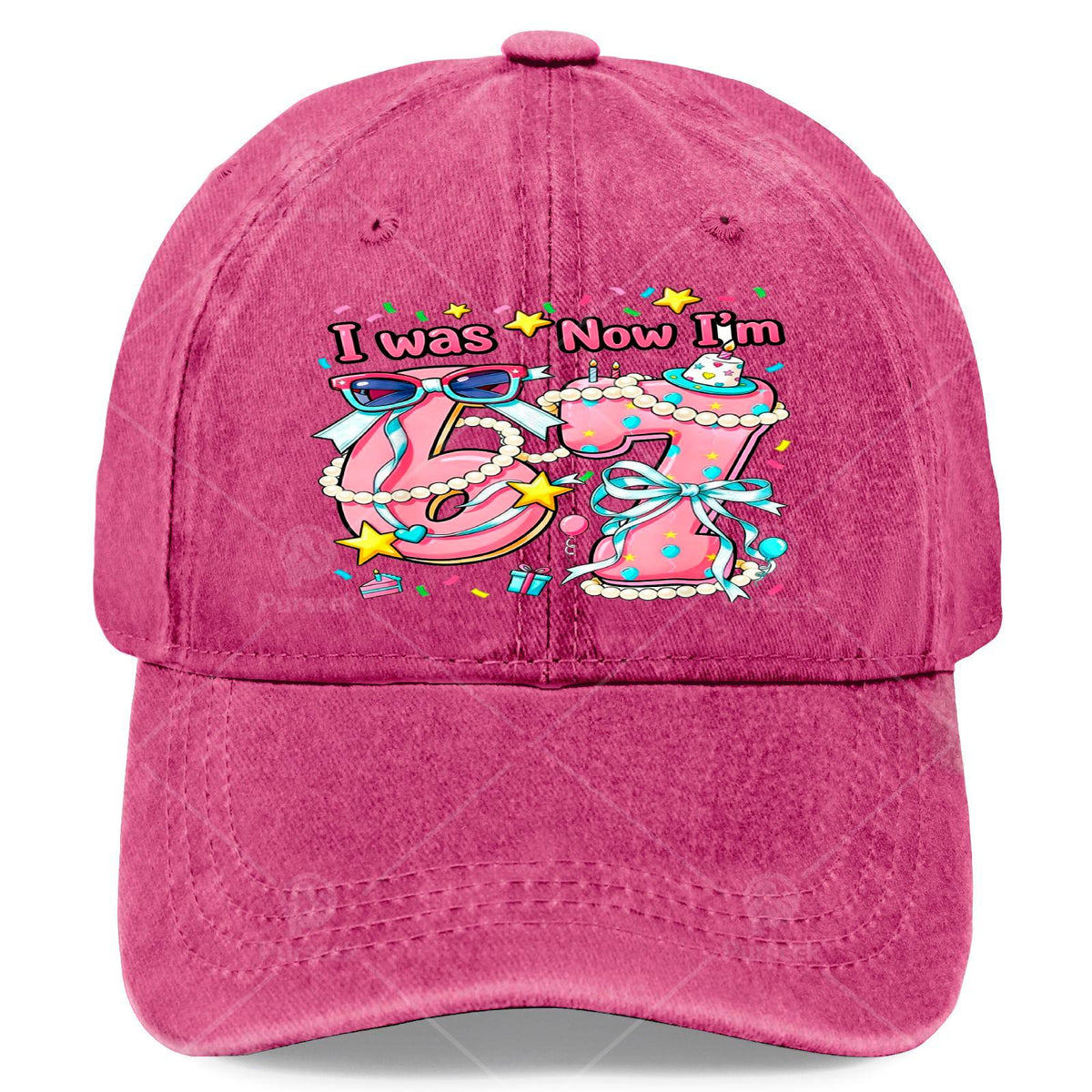 7th Birthday Girl I Was 6 Now Im 7 Year Old Girls Baseball Hat Unisex