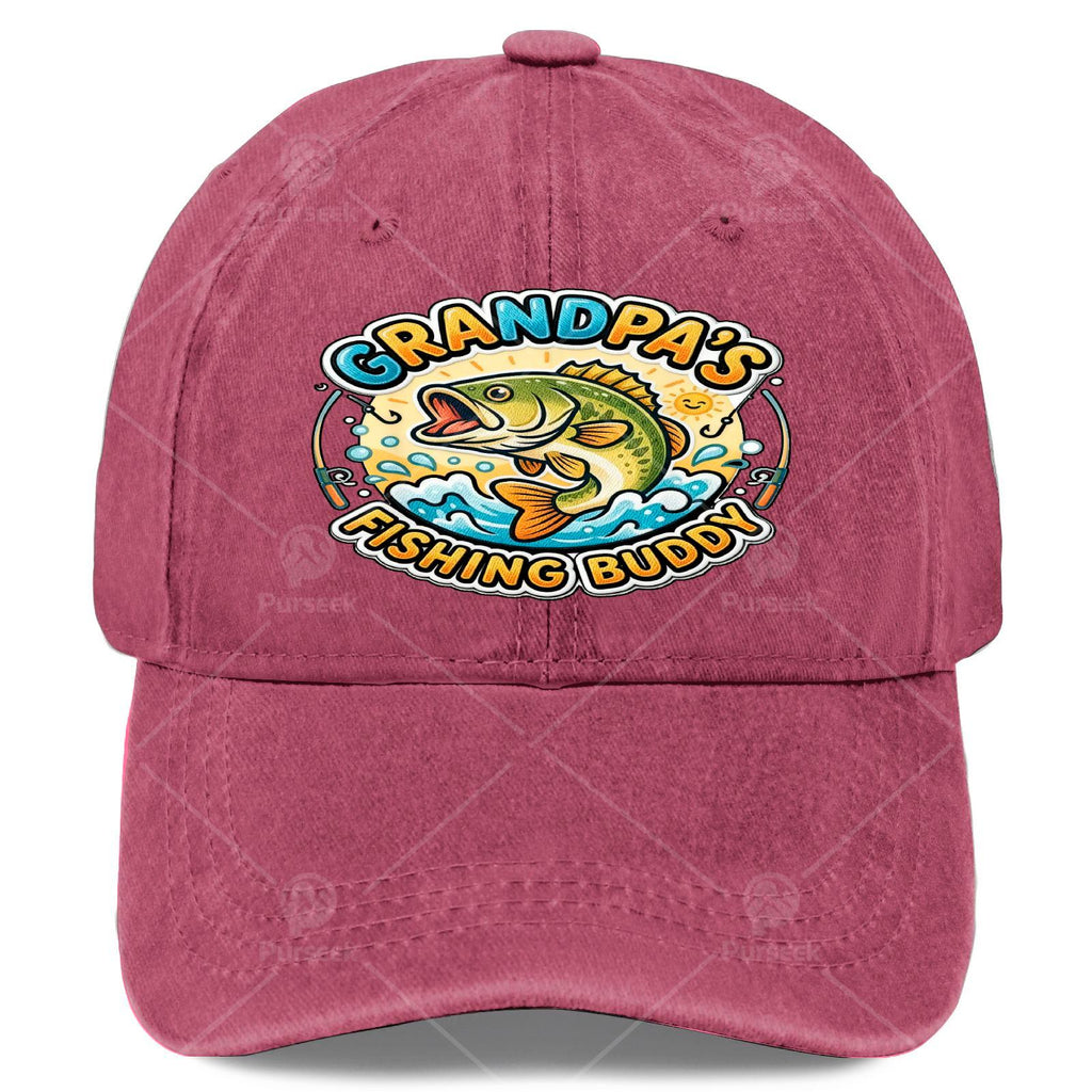 Funny Grandpa Fishing Buddy Bass Fisherman Youth Boys Youth Baseball Hat Unisex