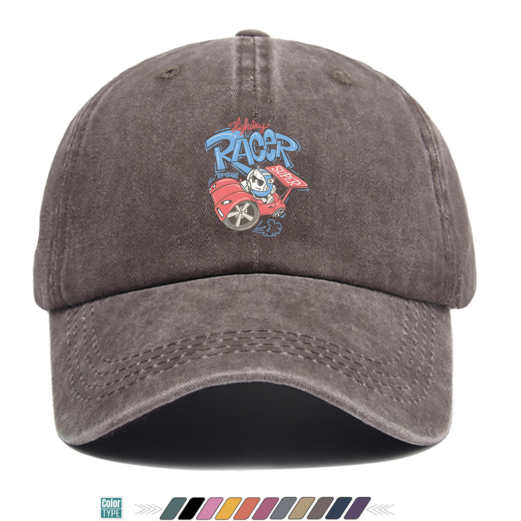 1pc "Highway Racer" Fun Cartoon Print Baseball Cap Panda Racer Pattern Sun Hat Fashion Trendy Duck Tongue Hat Unisex Adjustable Street Casual Hat Outdoor Sports Sun Hat Suitable for Daily Travel, Parties, Cycling