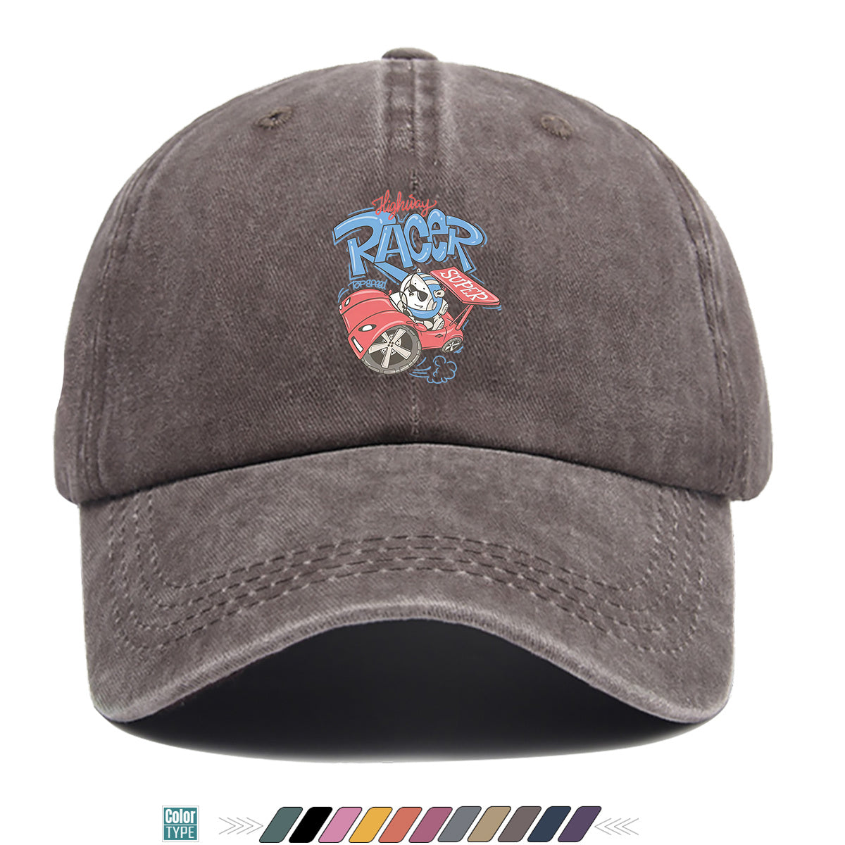 1pc "Highway Racer" Fun Cartoon Print Baseball Cap Panda Racer Pattern Sun Hat Fashion Trendy Duck Tongue Hat Unisex Adjustable Street Casual Hat Outdoor Sports Sun Hat Suitable for Daily Travel, Parties, Cycling
