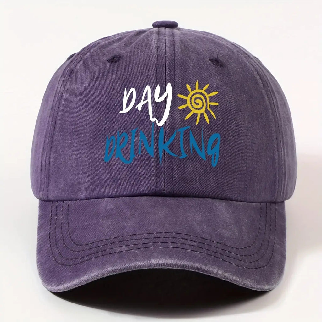 Retro Worn-Out Baseball Cap Featuring a "Daily Drink" Sun Design - Adjustable, Lightweight, Unisex Outdoor Hat Ideal for Biking, Everyday Use, And Festive Gatherings - Available in Various Colors (Black, Dark Gray, Pink, Military Green, Etc.)