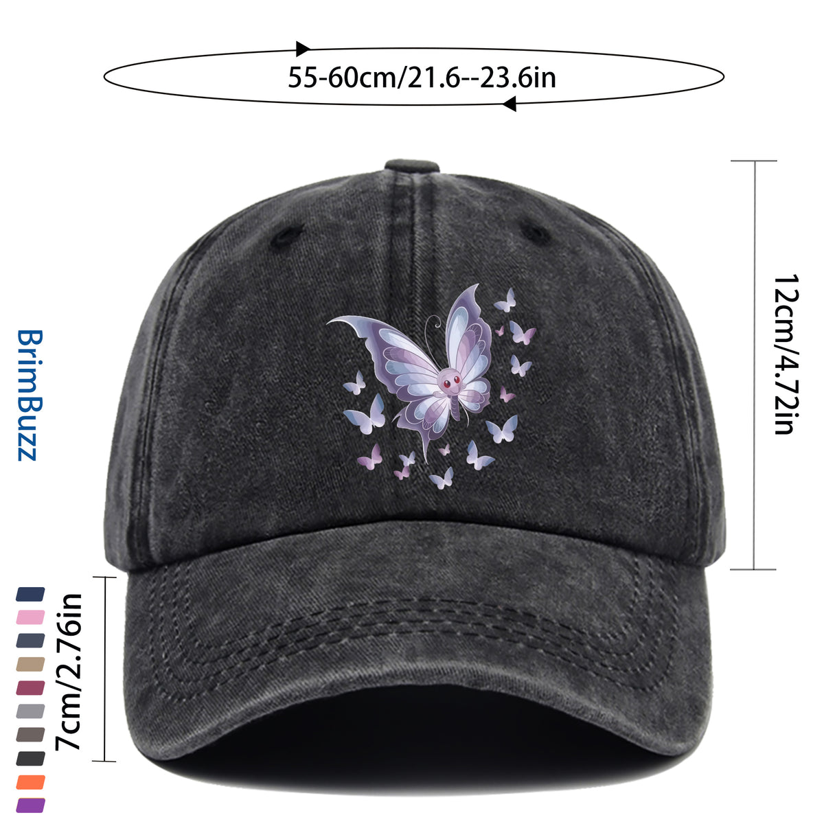 1 Butterfly Print Trucker Hat, Suitable for Travel, Outdoor Activities, and Daily Wear- Adjustable Snapback Hat with Butterfly Pattern, Lightweight and Unisex, Vintage Baseball Cap, Suitable for the Beach, Cycling, Parties, and Casual Wear(hand Was