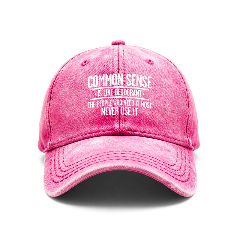 1pc Retro Style Unisex Baseball Caps, Slogan Print: Common Sense Is Like Deodorant, Adjustable Fit, Ideal for Outdoor Activities And Casual Outfits, Perfect Gifts for Both Men And Women, Friends