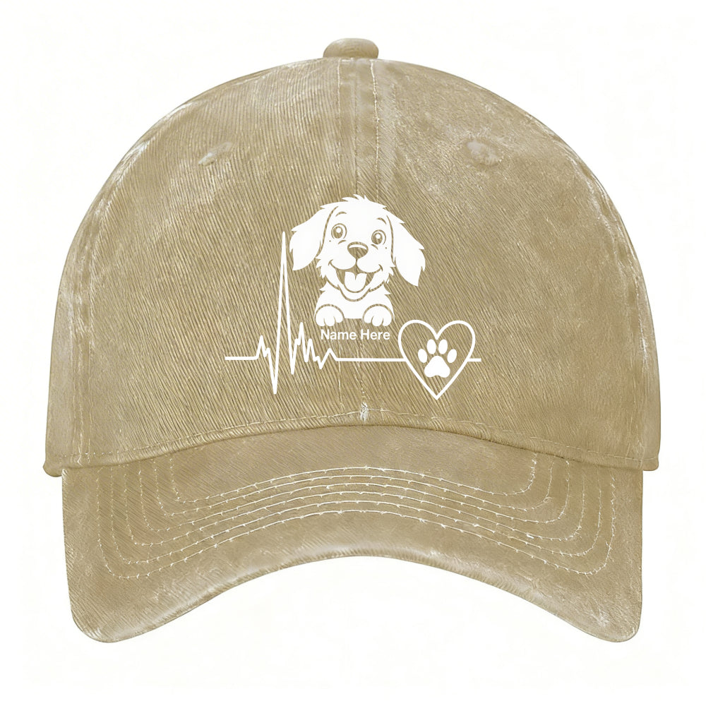 White Puppy Head Cartoon Print Women's Vintage Floral Print Hat, Retro Dad Hat for Both Men and Women, Vintage Foreign Trade Baseball Cap, New Soft-top Outdoor Driving Cap