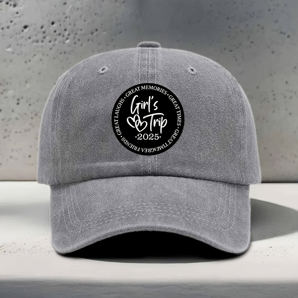 Women'S Baseball Cap 2025 New Style Heart Pattern English Print Trip Daily Casual Outing Versatile Best Friend Travel Good Times Artistic Fresh Travel Style Party Wear Trendy Accessory Round Sticker Sister Exclusive Memory Symbol Classic Fashion Duc