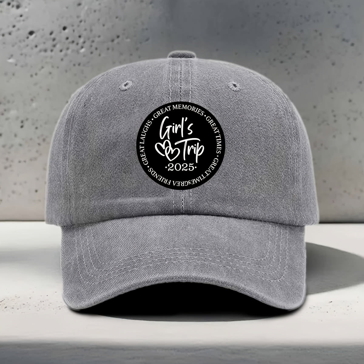 Women'S Baseball Cap 2025 New Style Heart Pattern English Print Trip Daily Casual Outing Versatile Best Friend Travel Good Times Artistic Fresh Travel Style Party Wear Trendy Accessory Round Sticker Sister Exclusive Memory Symbol Classic Fashion Duc