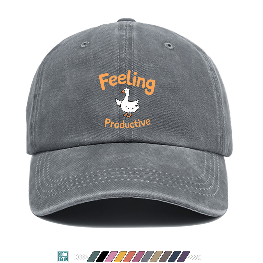 1pc Fun Duck "Feeling Productive" Printed Baseball Cap, Comfortable and Breathable Sun Hat, Stylish, Simple, and Beautiful, Unisex Adjustable Baseball Cap, Trucker Hat, Beach Vacation Hat, Suitable for Outdoor Fishing, Hunting, Vacations