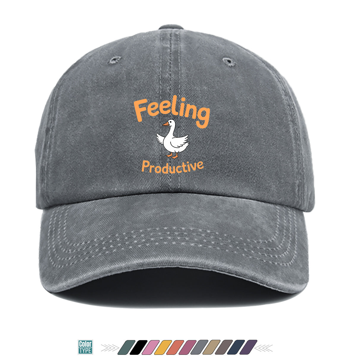 1pc Fun Duck "Feeling Productive" Printed Baseball Cap, Comfortable and Breathable Sun Hat, Stylish, Simple, and Beautiful, Unisex Adjustable Baseball Cap, Trucker Hat, Beach Vacation Hat, Suitable for Outdoor Fishing, Hunting, Vacations
