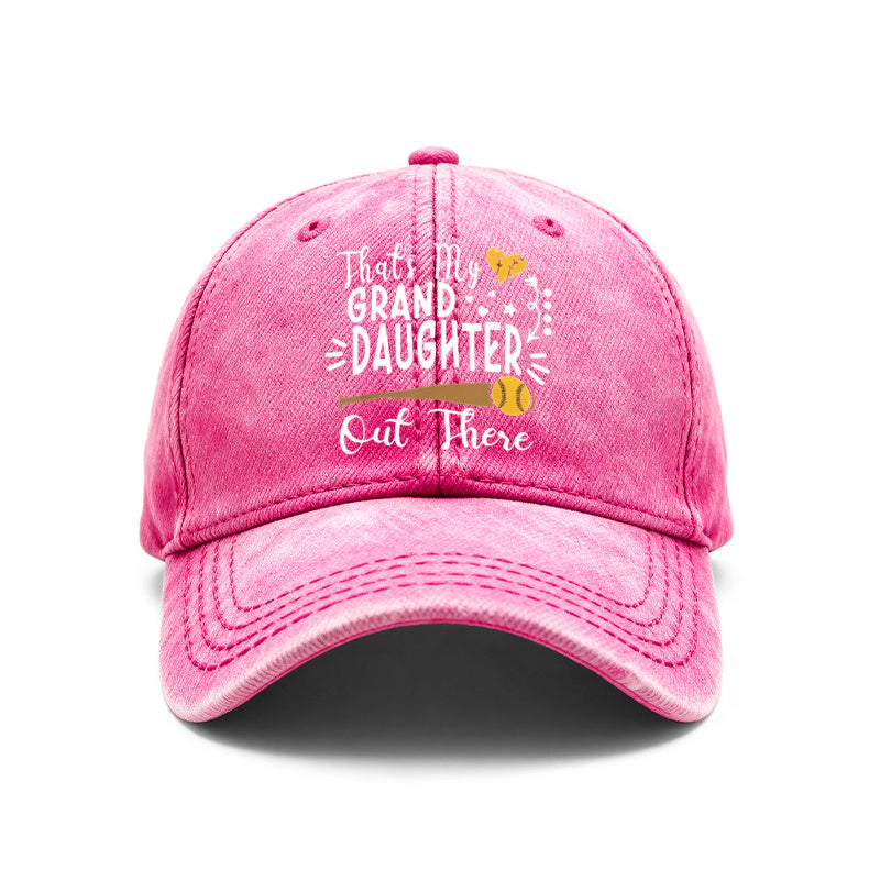 1pc Vintage Washed Unisex Baseball Caps, That' S My Granddaughter Out There, Softball Design Print, Adjustable, Suitable for Outdoor Activities And Casual Wear, Gifts for Men And Women, Friends