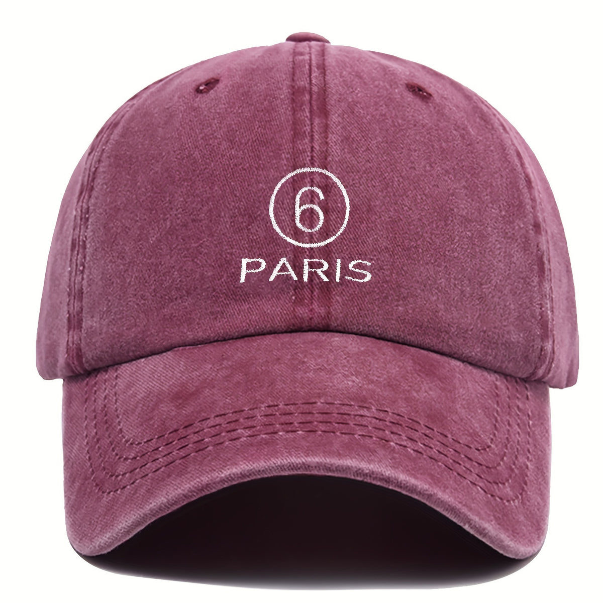 MM Style "Paris" Number ⑦ Baseball Cap Solid Color Easy Paris Embroidery Number 6 Fashion Curved Brim Hat Universal for All Seasons Men And Women Adjustable Size Comfortable And Breathable