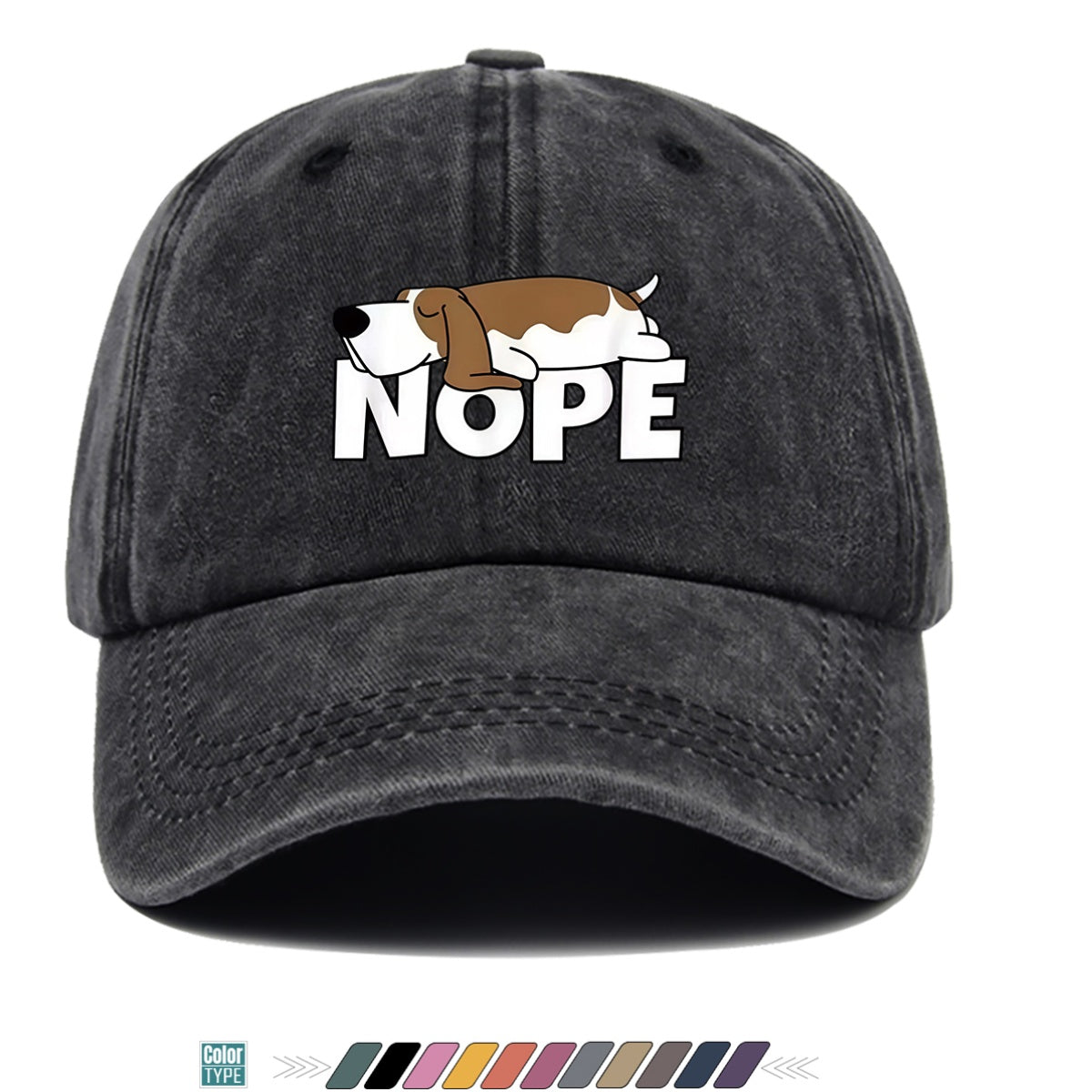 1pc Fun Cartoon Dog "NOPE" Printed Baseball Cap, Comfortable Breathable Sun Hat, Fashionable Individual Aesthetic Unisex Cap, Adjustable Size Casual Street Hat, Outdoor Sunshade Hat Suitable for Daily Commuting, Shopping, Parties, Travel, Sports