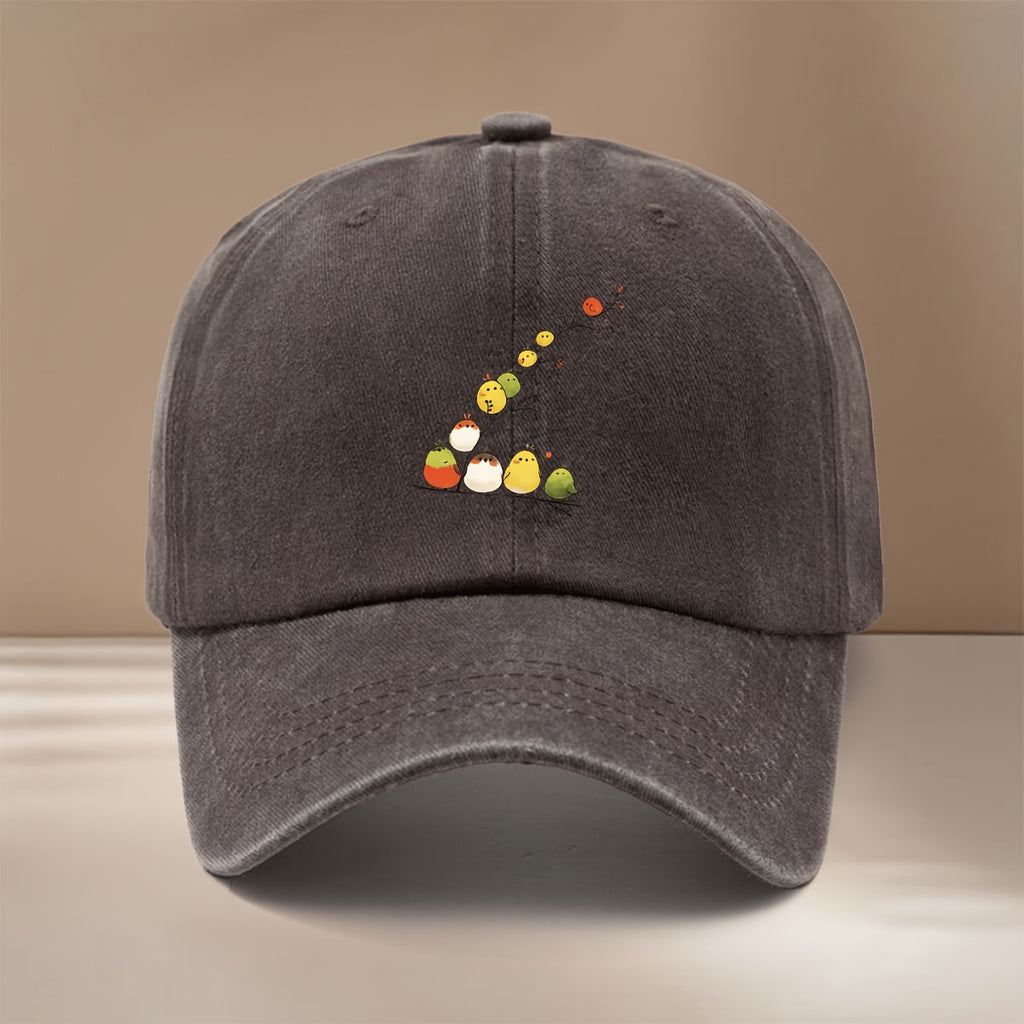 This Is a Baseball Cap with a Pattern of Chubby Little Birds, Personalized, Fashionable, Adjustable in Size, Hip-Hop Hat, Unisex, Comfortable And Lightweight Duckbill Cap, Suitable for Outdoor Sports, Dinners, Camping