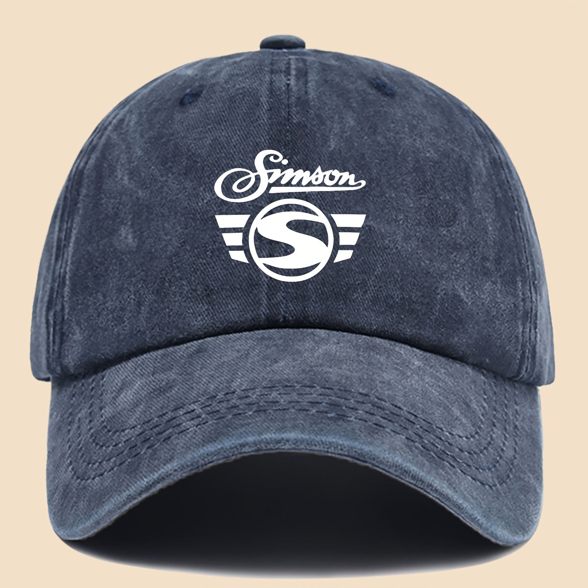 1pc Men's "Simson" Logo Graphic Print Baseball Cap Black Polyester Duckbill Hat with White Geometric Print Breathable Comfort Solid Color Simple  Soft Top Curved Brim Dad Hat Adjustable Size Unisex Casual Skateboard Cap Summer Leisure Accessories