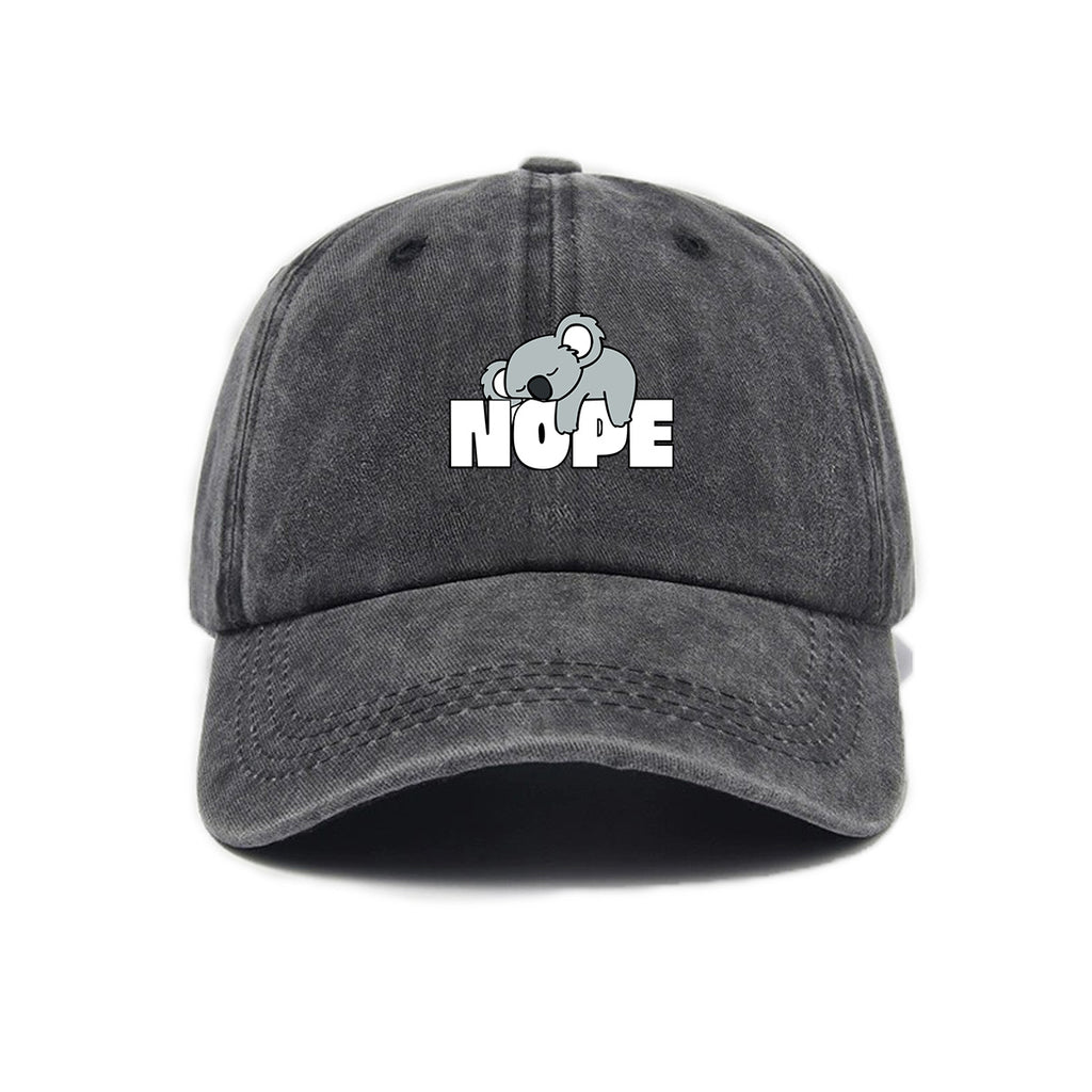 Washed Distressed Printed Baseball Cap Adult Cute Cartoon Koala Letter Print Distressed Soft Top Baseball Cap Unisex Sun Hat