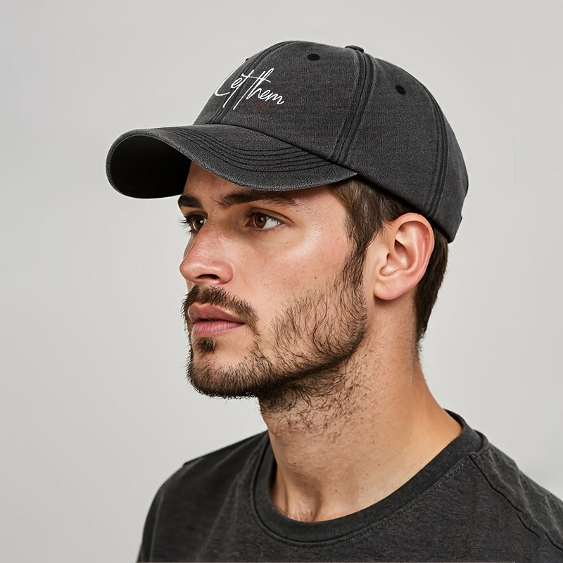 Stylish Baseball Cap Featuring Printed Text, Adjustable Duckbill Design Suitable for Outdoor Activities, Camping, Parties, Hip-Hop Fashion, Trucker Style, And Fishing