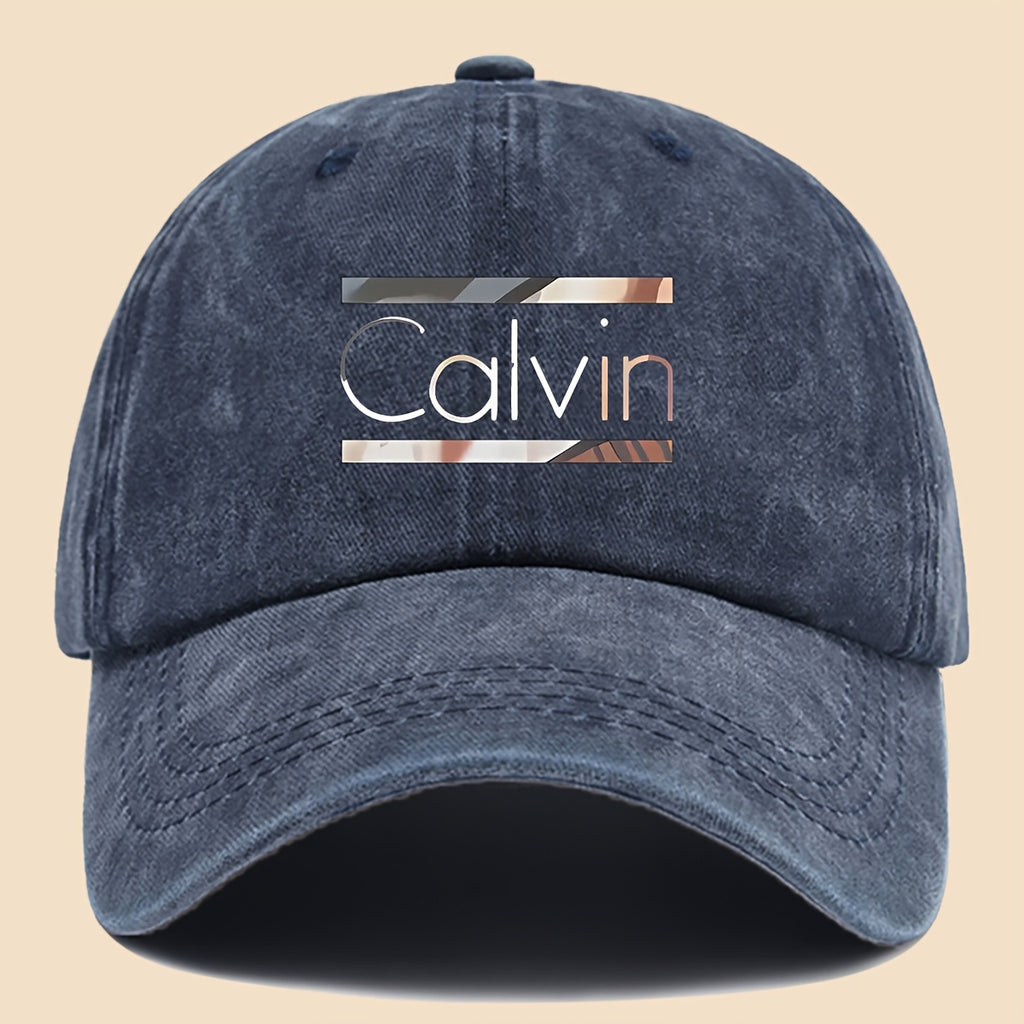 1pc 'Calvin Graphic Washed Baseball Cap - Unisex Streetwear Soft Hat, Suitable for Outdoor Adventures, Breathable Casual Sports Design, a Fashionable Accessory for All Seasons, Perfect Gift for Cycling, Fishing, And Hiking.'