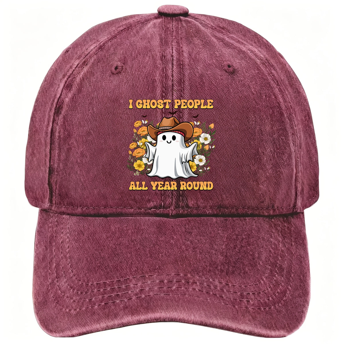 Halloween Retro Washed Cap for Men And Women, Cute Ghost Trendy Cap, Adjustable Casual Street Fashion Baseball Cap