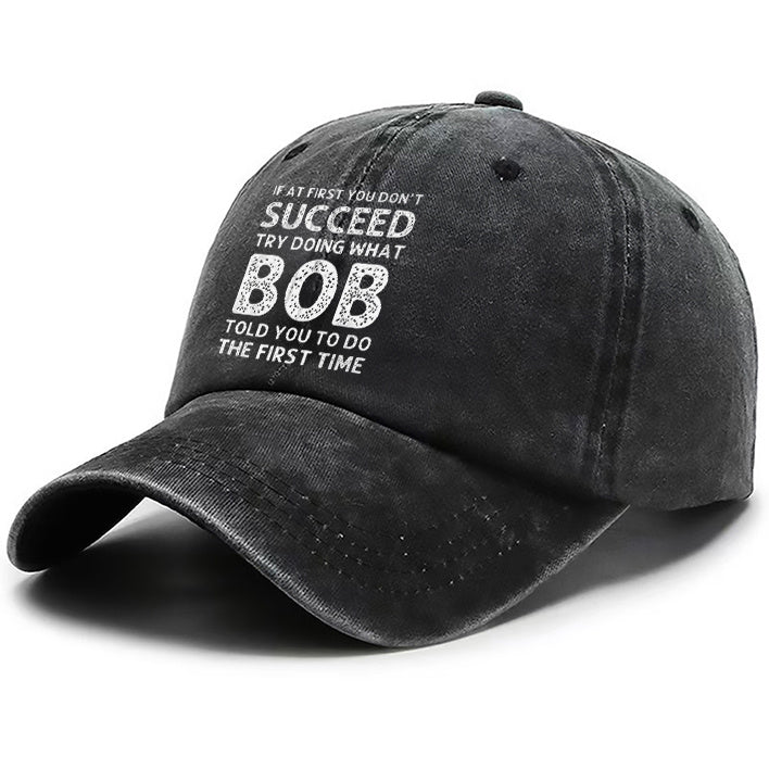 1 Bob Print Cap, Women's Hat, Men's Beach Hat, Washed Baseball Cap, Breathable Washed Cap, Adjustable DAD Cap, Suitable for Outdoor Activities and Parties, for Personal Use or as a Birthday Gift