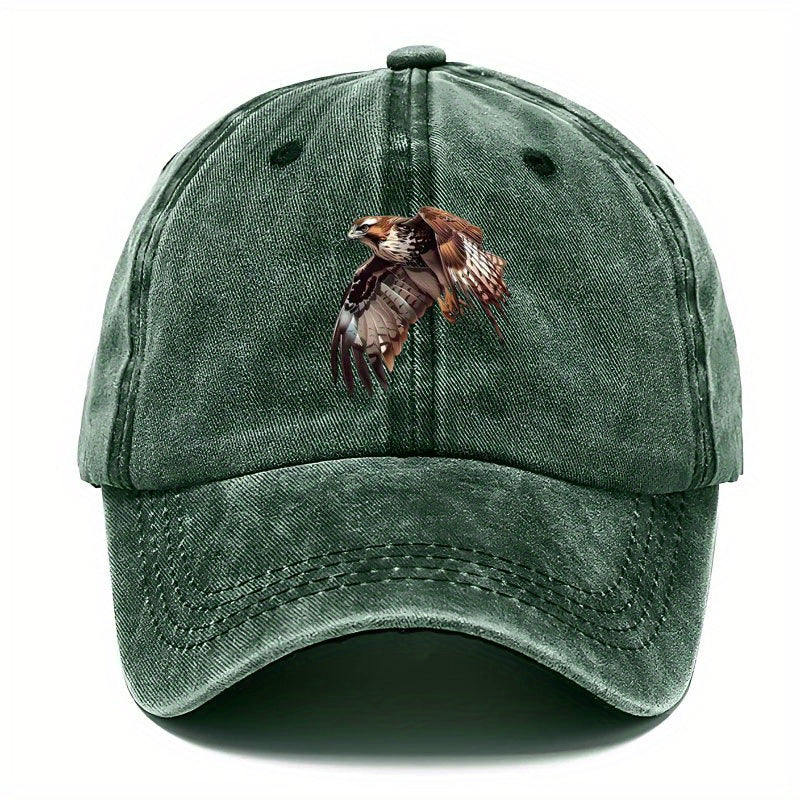 Men's Adjustable Eagle Baseball Cap - Black Street-style Printed Snapback with Eagle Design, Adjustable Strap, Durable and Easy-care Bonded Fiber, Ideal for Casual and Outdoor Activities, Making a Bold Urban Fashion Statement. Features Trendy Design