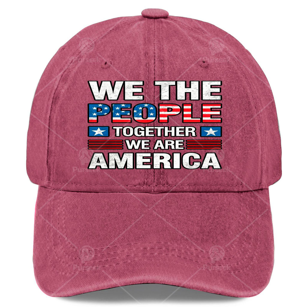Together We Are America US Flag Vintage Baseball Hat Unisex Stylish Washed