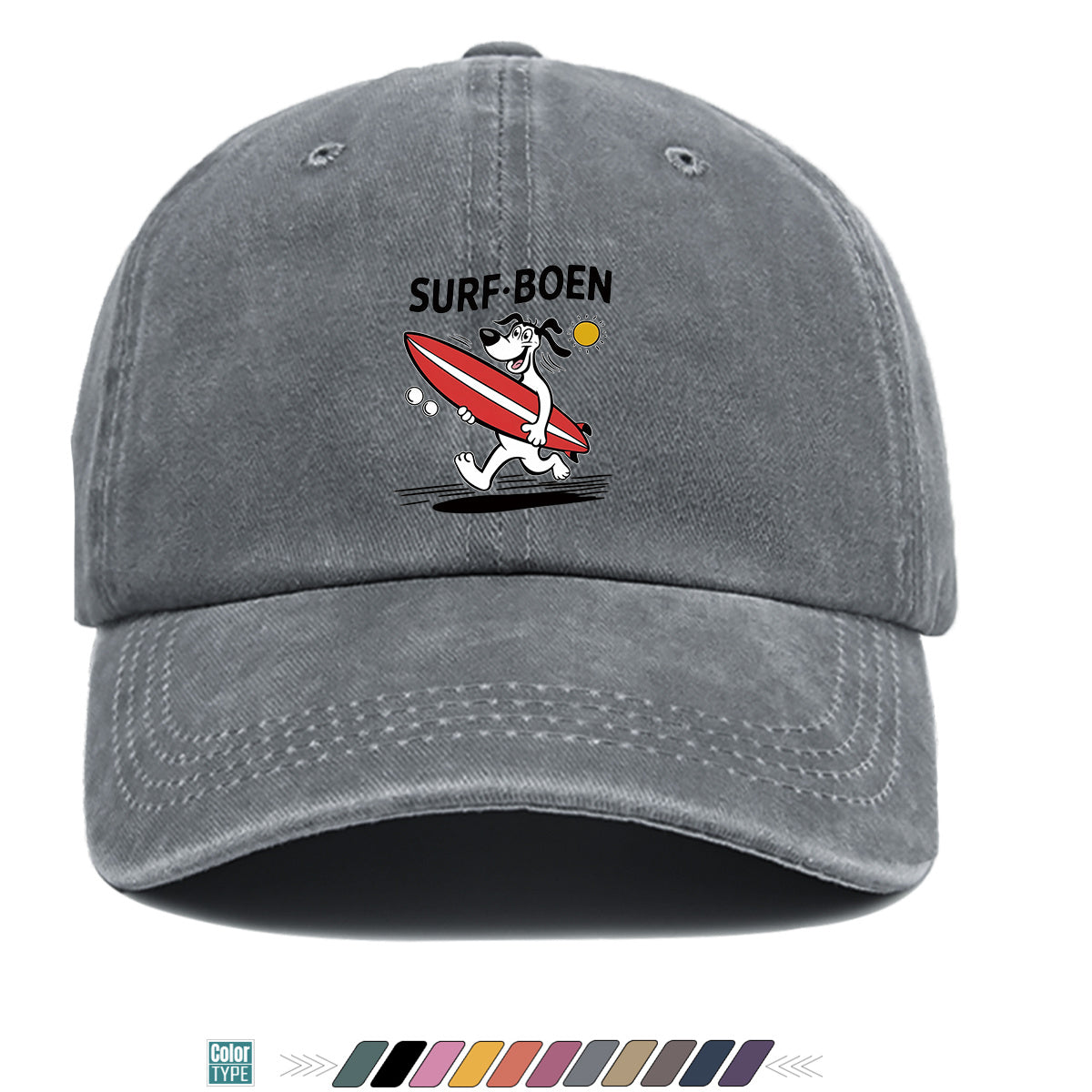 1pc Surfing Dog Fun Print Baseball Cap, Comfortable Breathable Sun Hat, Fashionable Individual Aesthetic Unisex Cap, Adjustable Size Casual Street Hat, Beach Vacation Hat, Suitable for Surfing, Beach, Vacation, Party, Outdoor Sports