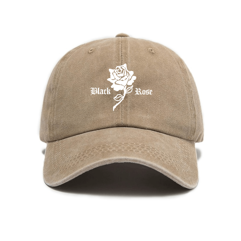 Vintage Washed Baseball Cap with Rose Print Decor, Casual Fit Suitable for Daily Streetwear, Adjustable Unisex Vintage Style Hat
