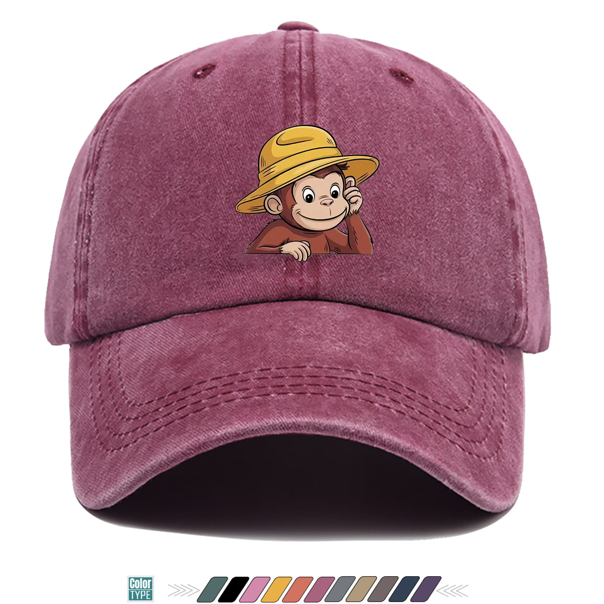 1pc 1pcs Monkey Print Baseball Cap with Straw Hat - Adjustable Snapback, Breathable Sun Hat Suitable for Outdoor, Travel, Birthday Parties, Unisex for Men & Women, for Parents, Gift, Casual Cap for Park Picnic, Festival Gift