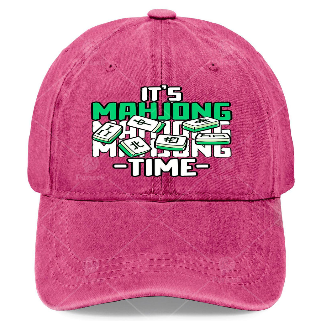 It'S Time for Mahjong, a Tile Game Player, Unisex Soft Washed Baseball