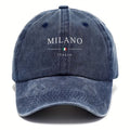 Vintage washed baseball cap, Milan print design, adjustable dad hat, mixed colors, woven fabric - hand washable, duckbill cap, European-American style