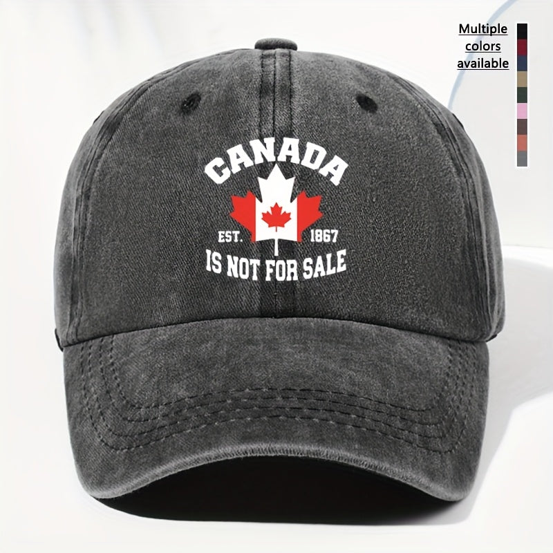Unisex Canadian CANADA Maple Leaf Print Washed Vintage Baseball Cap, Fashionable Sun Outdoor Hat for Men and Women, Adjustable Trucker Hat Suitable for All Seasons and Daily Wear
