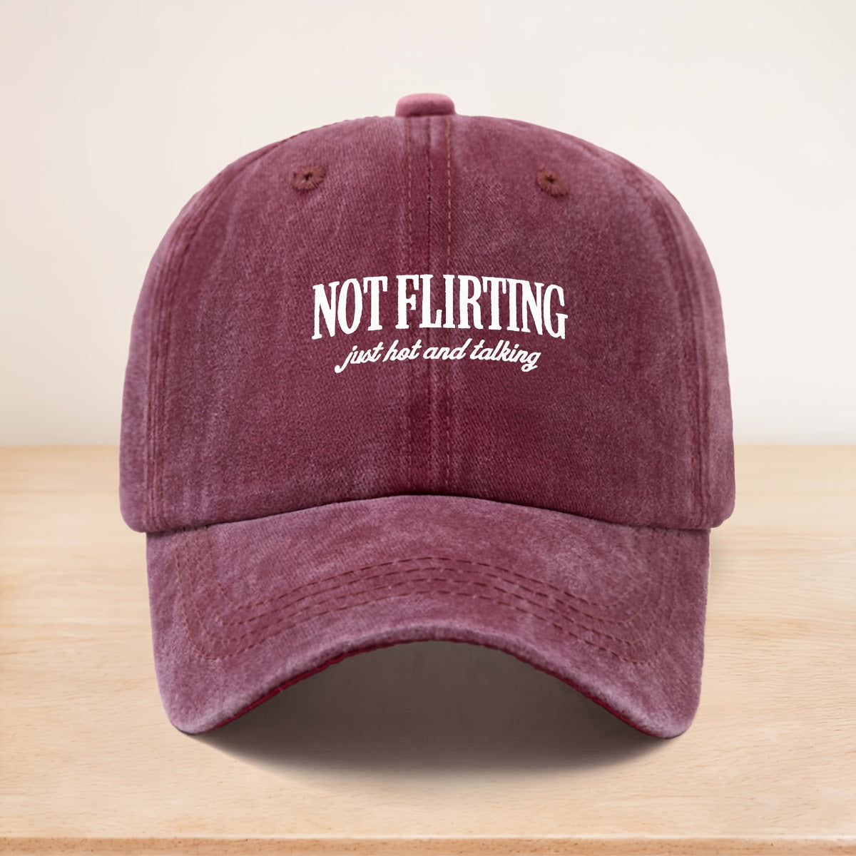 A Washed Baseball Cap with The Theme "NOT FLIRTING, " Suitable for Both Men And Women, Is a Versatile Street Fashion Hip-Hop Cap That Can Be Worn in All Seasons. The Soft-Top Design Is Comfortable And Doesn'T Press on The Head