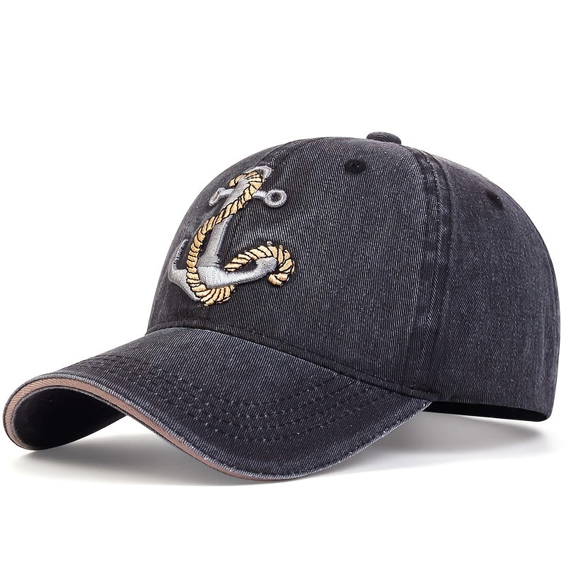 Men'S Pirate Hook Washed Baseball Cap, Outdoor, Adjustable Casual Hat, Suitable for Spring And Autumn Travel, Seaside Parties