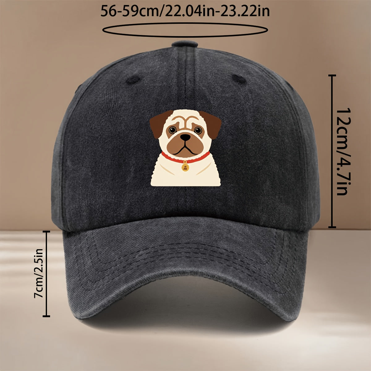 This Is a Flat Pug Dog Print Baseball Cap, a Stylish and Simple Adjustable-sized Trucker Hat for Both Men and Women. It's a , Lightweight Duckbill Cap Suitable for Outdoor Sports, Gatherings, Camping, and Comfortable, Trendy Curved-brim Hat Wear.