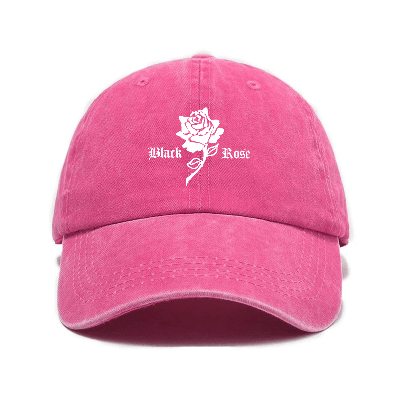 Vintage Washed Baseball Cap with Rose Print Decor, Casual Fit Suitable for Daily Streetwear, Adjustable Unisex Vintage Style Hat