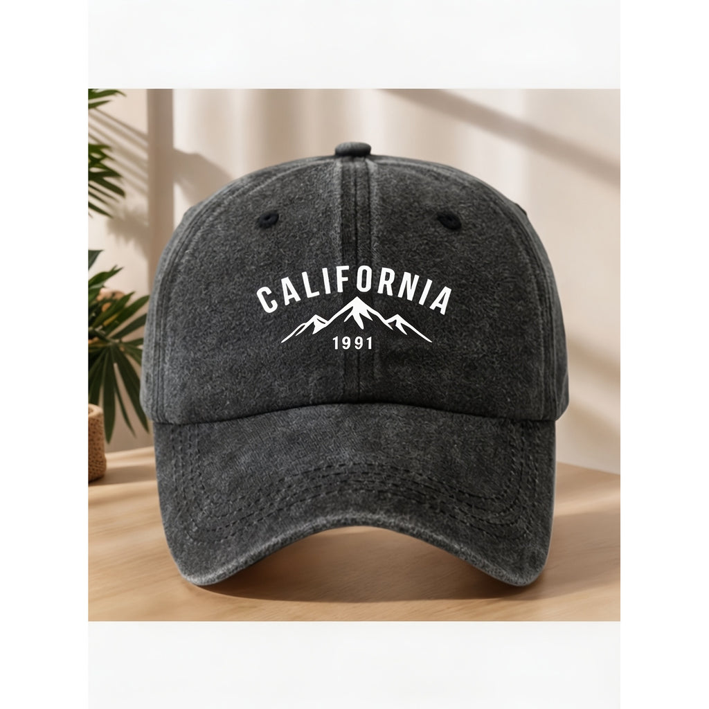 Men' & Women' Vintage Mountain Cap with Full Mountain Print - Adjustable Pull-String Baseball Hat, Machine Washable Outdoor Casual Streetwear Suitable for, Gifts, Retro Style