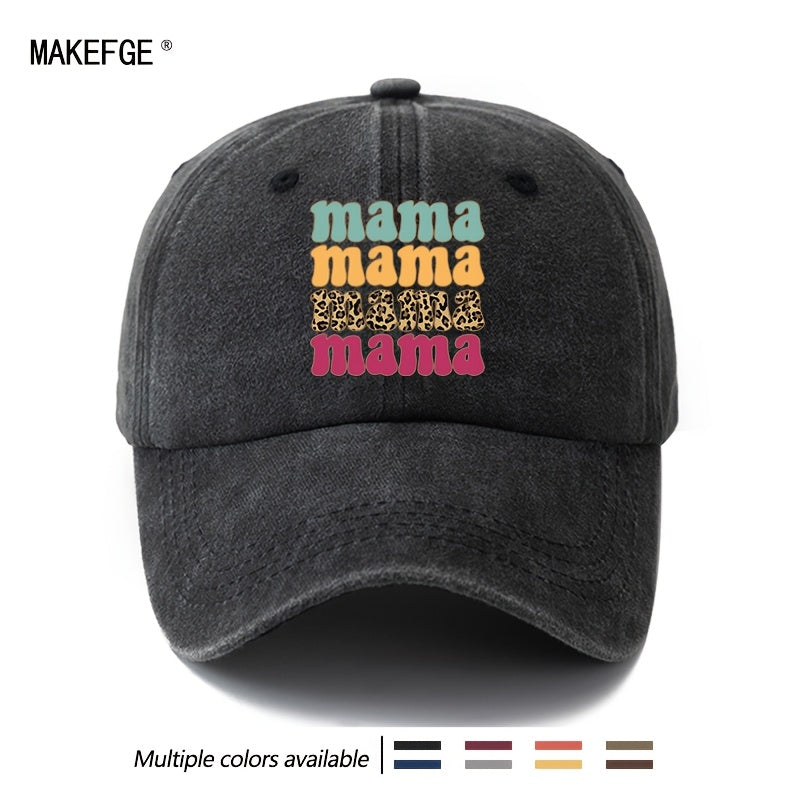 Unisex Fashion Versatile Printed Mama Cartoon Letter Baseball Cap, Classic Retro Washed Outdoor Lightweight Curved Brim Hat, Trucker Cap, Suitable for Outdoor Vacation Travel Camping And Casual Occasions, Holiday Party Hip-Hop Hat