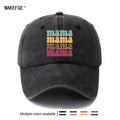 Unisex Fashion Versatile Printed Mama Cartoon Letter Baseball Cap, Classic Retro Washed Outdoor Lightweight Curved Brim Hat, Trucker Cap, Suitable for Outdoor Vacation Travel Camping And Casual Occasions, Holiday Party Hip-Hop Hat