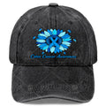 Cool Unisex Baseball Cap with a Blue Ribbon and Sunflower, Used for Colon Cancer Month Promotion