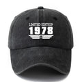 A Unisex Fashion Versatile Printed LIMITED EDITION 1978 Baseball Cap, Classic Retro Washed Outdoor Lightweight Curved Brim Hat, Trucker Baseball Cap, Suitable for Outdoor Vacation Travel Camping And Other Leisure Occasions