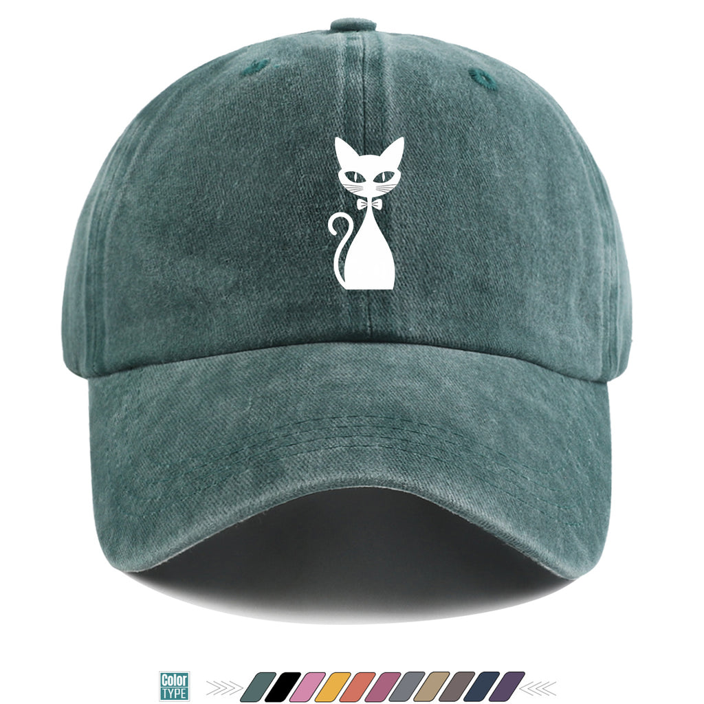 1pc Elegant White Cat Silhouette Printed Baseball Cap, Comfortable Breathable Sun Hat, Fashionable Easy Design, Unisex Adjustable Casual Versatile Duckbill Cap, Suitable for Daily Outings, Cafe Gatherings, Weekend Excursions, Girlfriends' Dates
