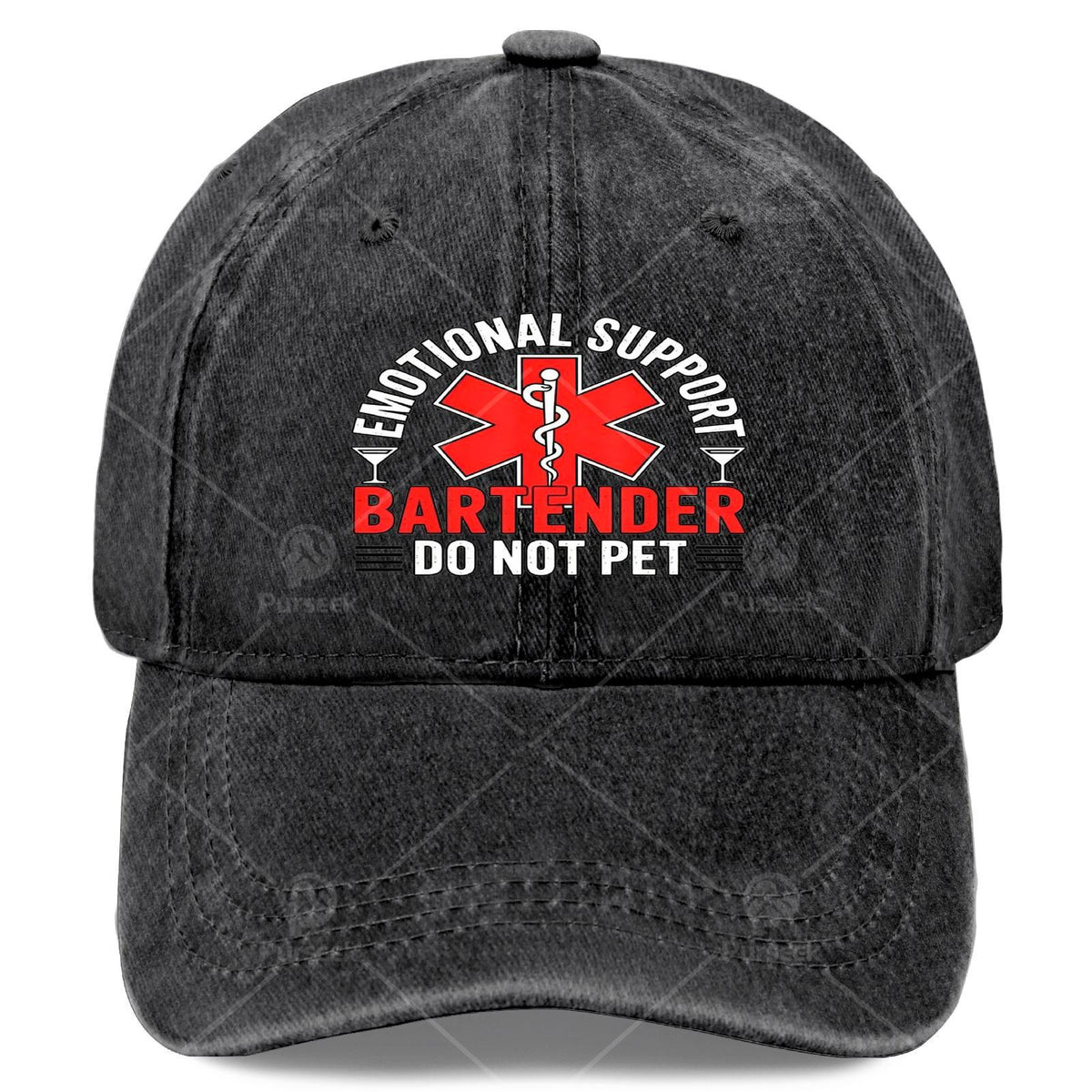 Emotional Support Bartender Do Not Pet Hat - Unisex Retro Full-Body Print with "Do Not Pet" Bartender, Lightweight for Events & Themed Parties (Christmas, 4th) - Hand Washable Round Top Hat