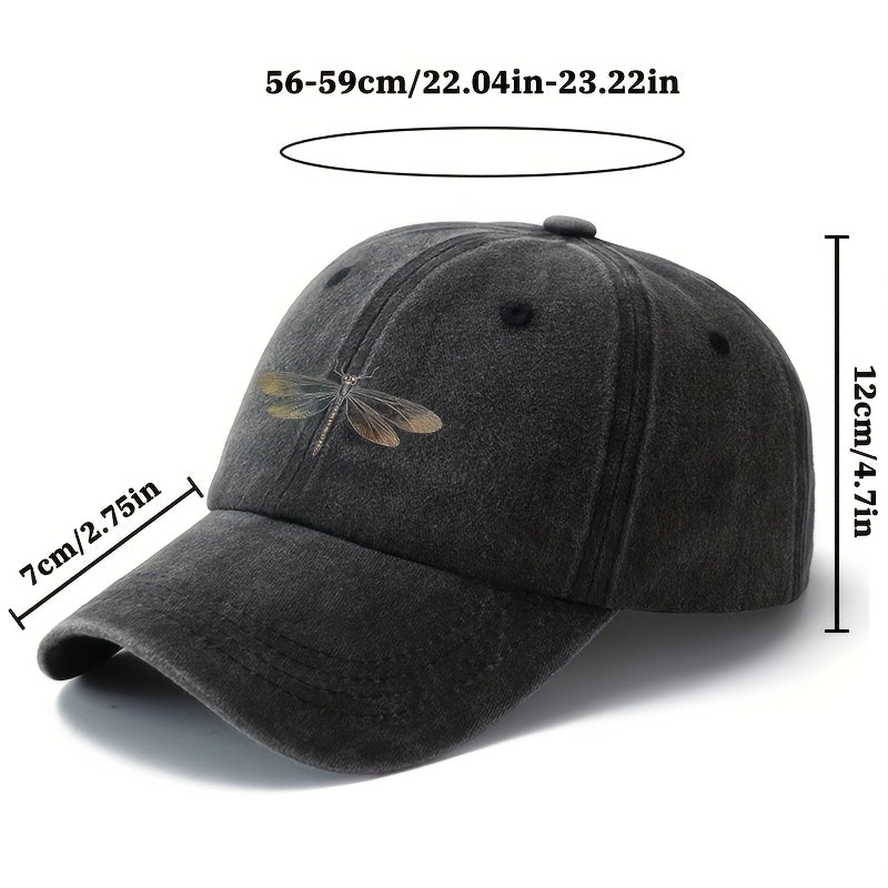 Unisex Fashion Printed Dragonfly Pattern Baseball Cap, Trendy Style Outdoor Sunshade Curved Brim Hat, Adjustable Size Outdoor Holiday Travel Camping Casual Duckbill Cap, Best Choice Gift Baseball Cap