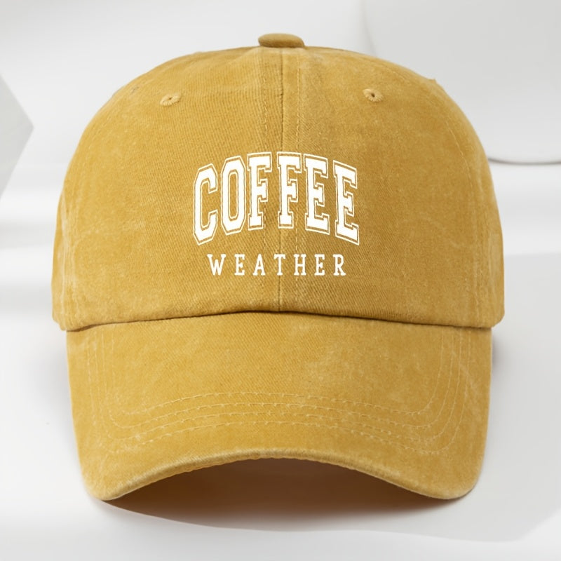 Men's Retro Baseball Cap with Coffee Bean Lettering & Logo Print - Adjustable Sun Hat, Breathable Outdoor Casual Cap for Sports, Daily Wear - Black, Comfortable & Versatile for All Beige Types (Hand Washable)