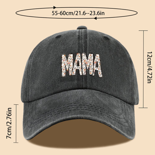 1pc 1pcs "Mom" Floral & Letter Print Baseball Cap Suitable for for Men & Women, Adjustable Duckbill Hat with Mom-Themed, Breathable Unisex Cap for Outdoor, Travel, Gifts for Mom, Birthdays, Casual Wear - Fashionable Duckbill Cap