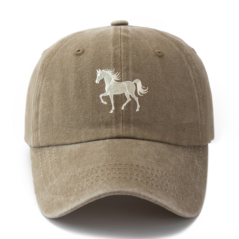 1 Unisex Fashion Versatile Printed Horse Baseball Cap | Classic Vintage Washed Lightweight Curved Brim, Ideal for Outdoor Travel, Camping, Casual Daily Wear, Hip-Hop Festivals |, Woven, Brand: MAKEFGE