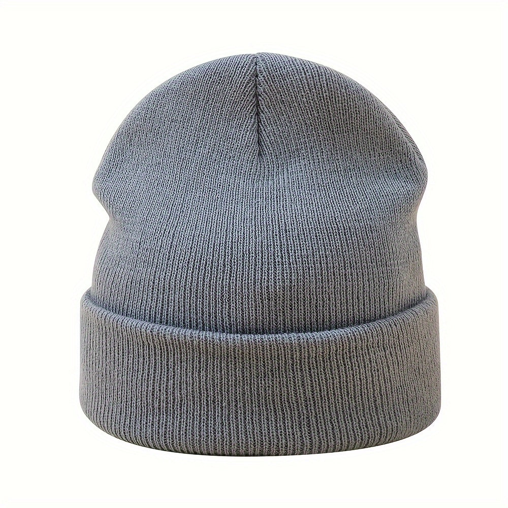 Outdoor Knit Hat Men'S Solid Color Winter Warm Elastic Large Premium Knit Hat Men Women Warm Cold-Proof Cap Easy