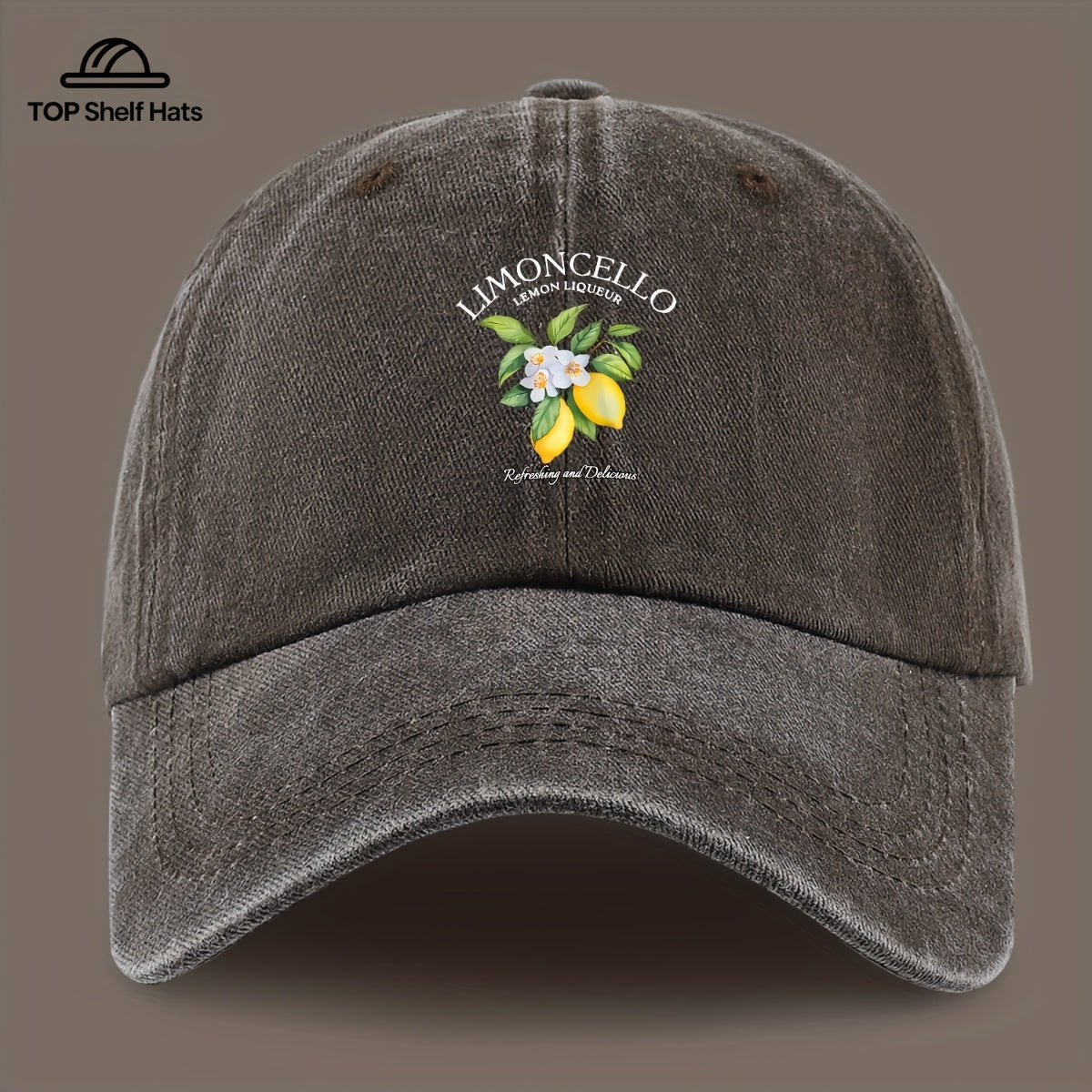 70G Lightweight And Breathable 1pc "Limon Cello" English Print Baseball Cap with Refreshing Lemon Pattern Print, Breathable And Comfortable, Stylish And Beautiful, Black Papa Dad Hat, Adjustable Size, Unisex, Retro Trucker Hat