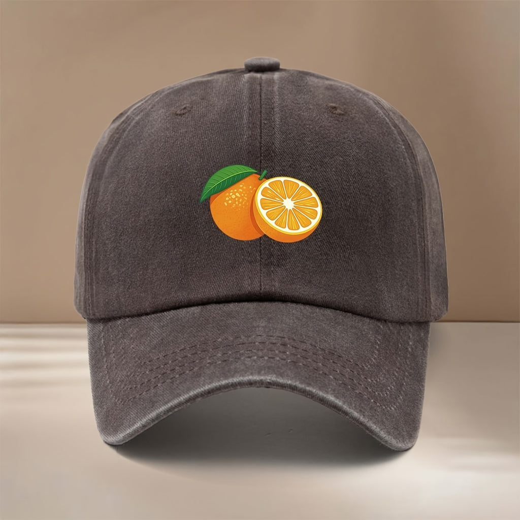 This Is a Baseball Cap with a Fresh Orange Slice Print Pattern. It's a Trendy, , Adjustable-size Curved-brim Hat Suitable for Both Men and Women. The Lightweight and Comfortable Snapback Cap Is Perfect for Outdoor Sports, Dinners, Camping, and Other