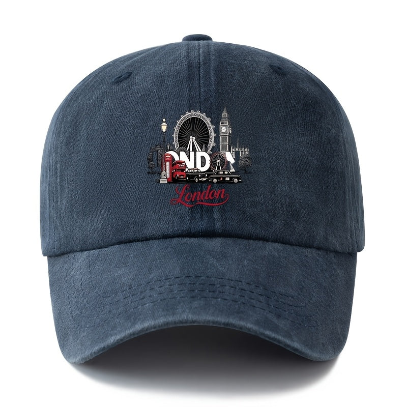 A Unisex Fashionable and Versatile Printed Ferris Wheel Baseball Cap, Featuring a Classic Vintage Washed Outdoor Lightweight Curved Brim. Suitable for Casual Occasions Such as Outdoor Vacations, Travel, and Camping. Also Works as a Hip-hop Hat