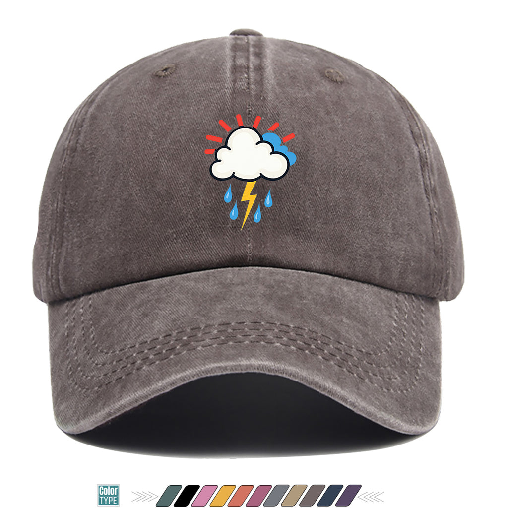 1pc 1pcs Unisex Adjustable Baseball Cap with Cloud Lightning Raindrop Print, Outdoor Sports Hat, Suitable for Daily Wear, Camping, Music Festivals, Cycling, Travel -  Gift for Men & Women, Birthday Present